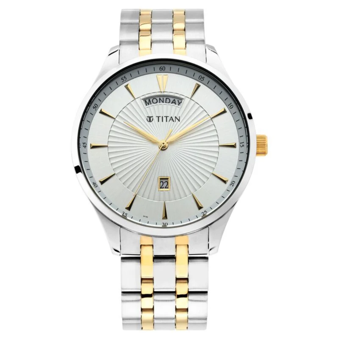 Titan Regalia Opulent White Dial Analog Watch for Men - 90127BM01 - KRISHNA WATCH COMPANY