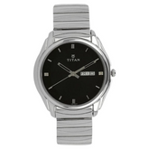 Titan Quartz Analog with Day and Date Black Dial Watch for Men - 1578SM04