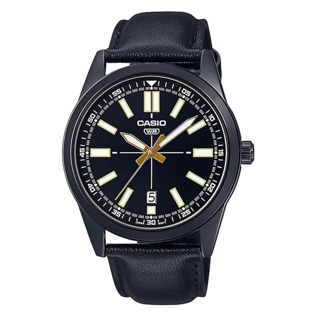 Black Analog - Men's Watch ENTICER MTP-VD02BL-1EUDF (A1943) - KRISHNA WATCH COMPANY