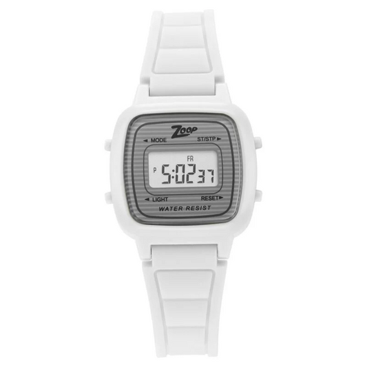 Zoop By Titan Digital White Dial Plastic Strap Watch for Kids 16017PP01