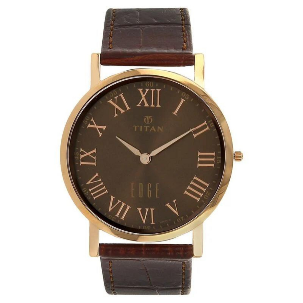 Titan Quartz Analog Brown Dial Leather Strap Watch for Men 1595WL03 - KRISHNA WATCH COMPANY