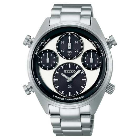 SEIKO Prospex Panda One Hundredth of a Second Speedtimer Solar Chronograph SFJ001P1