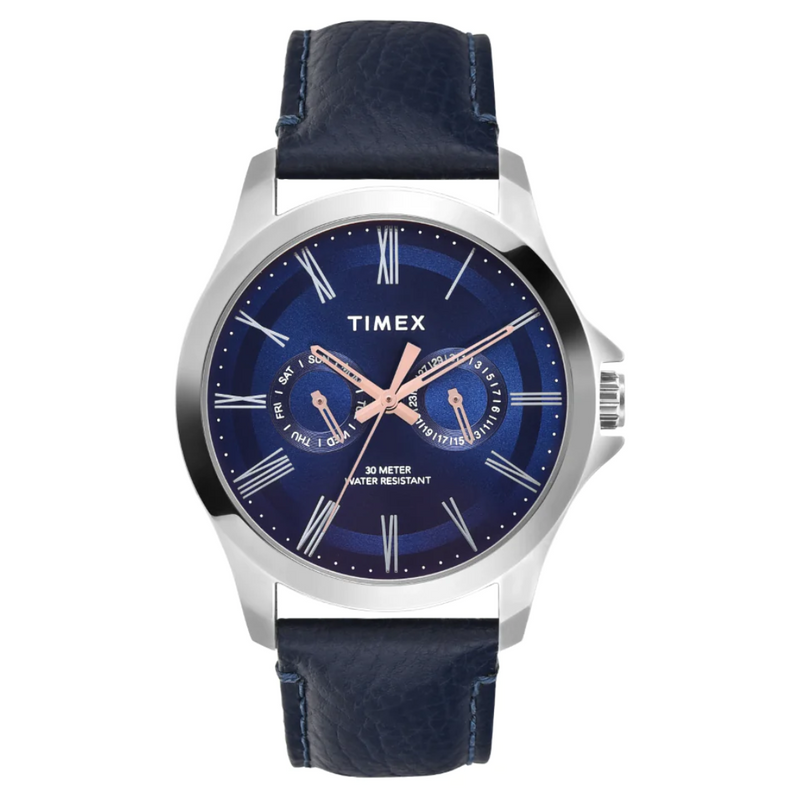 Timex Men Blue Round Analog Dial Watch- TW000X132