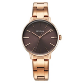 Titan TGIF Quartz Analog Brown Dial Rose Gold Watch for Women - 95248WM01