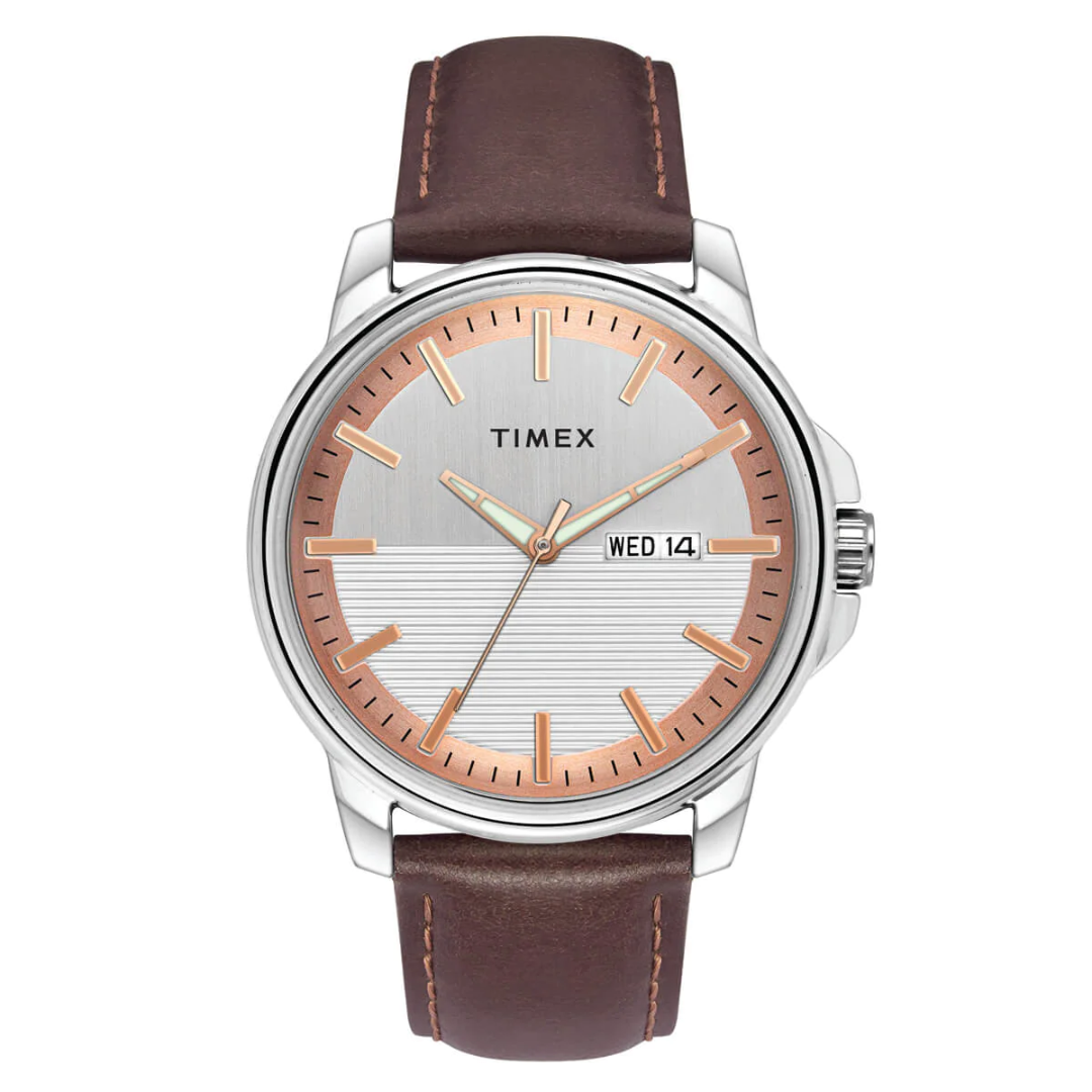 Timex Fashion Men's Silver Dial Round Case Day Date Function Watch -TWEG17210 - KRISHNA WATCH COMPANY
