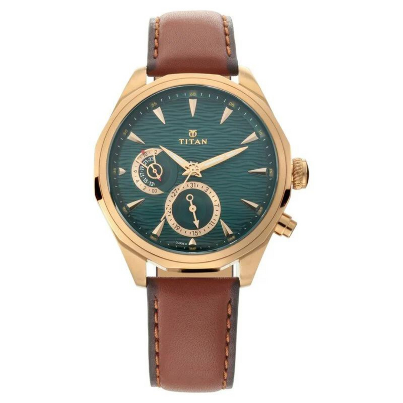 Titan Maritime Green Dial Quartz Multifunction watch for Men - 1829QL01