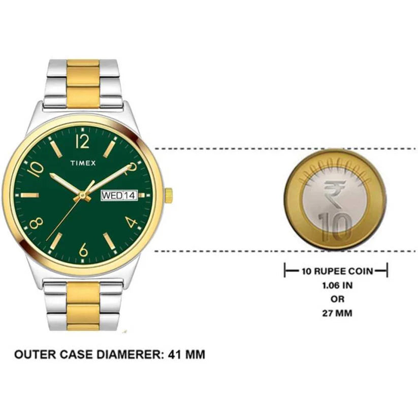 TIMEX CLASSICS COLLECTION PREMIUM QUALITY MEN'S ANALOG GREEN DIAL COLOURED QUARTZ WATCH - TWTG10006 - KRISHNA WATCH COMPANY