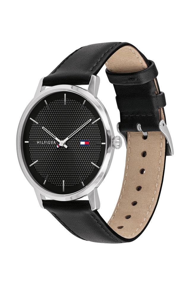 Tommy Hilfiger Mens Black Leather Analogue Watch - TH1791651 - KRISHNA WATCH COMPANY