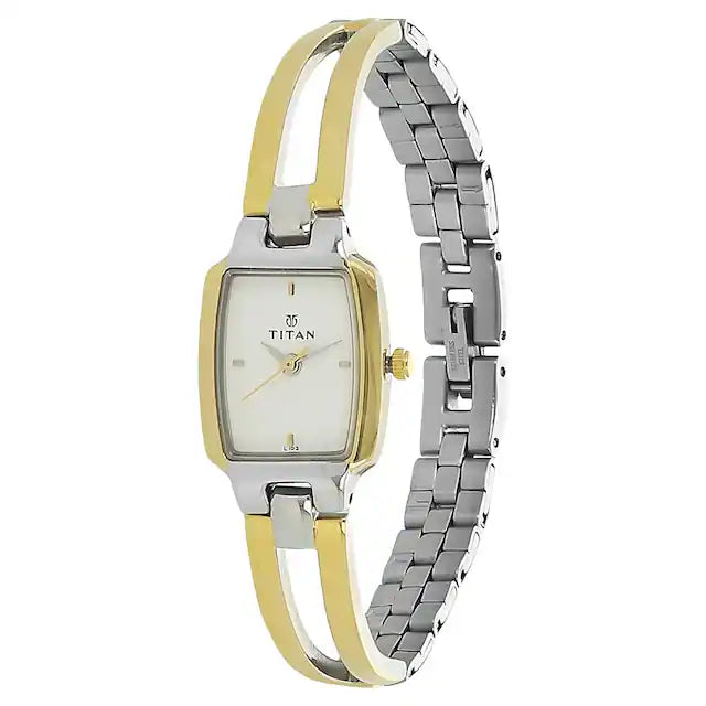 Titan White Dial Two Toned Stainless Steel Strap Watch NK2131BM01 (L103) - KRISHNA WATCH COMPANY