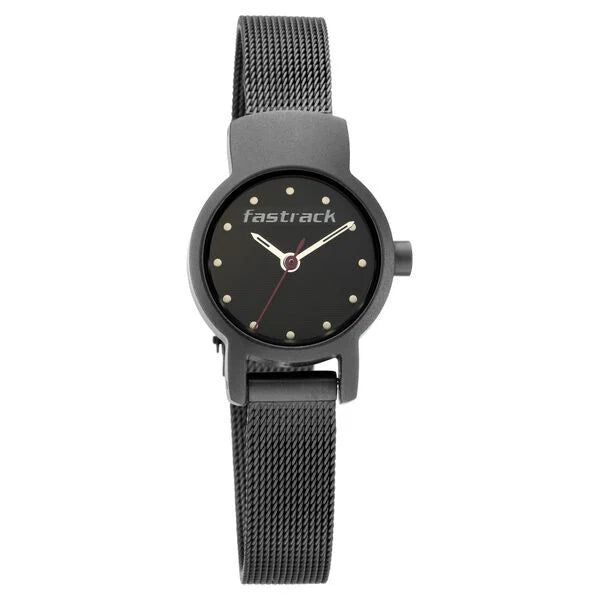 Fastrack Hitlist Quartz Analog with Date Black Dial Stainless Steel Strap Watch for Girls nr2298nm01 / 2298nm01 - KRISHNA WATCH COMPANY