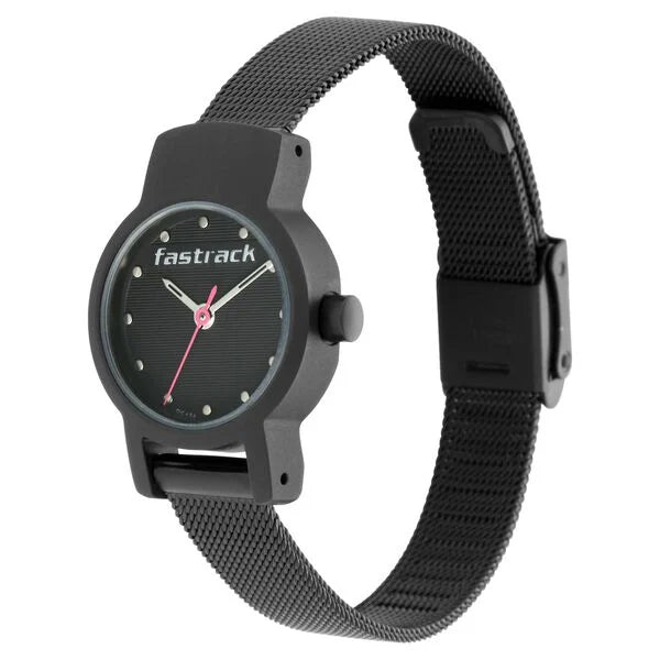 Fastrack Hitlist Quartz Analog with Date Black Dial Stainless Steel Strap Watch for Girls nr2298nm01 / 2298nm01 - KRISHNA WATCH COMPANY