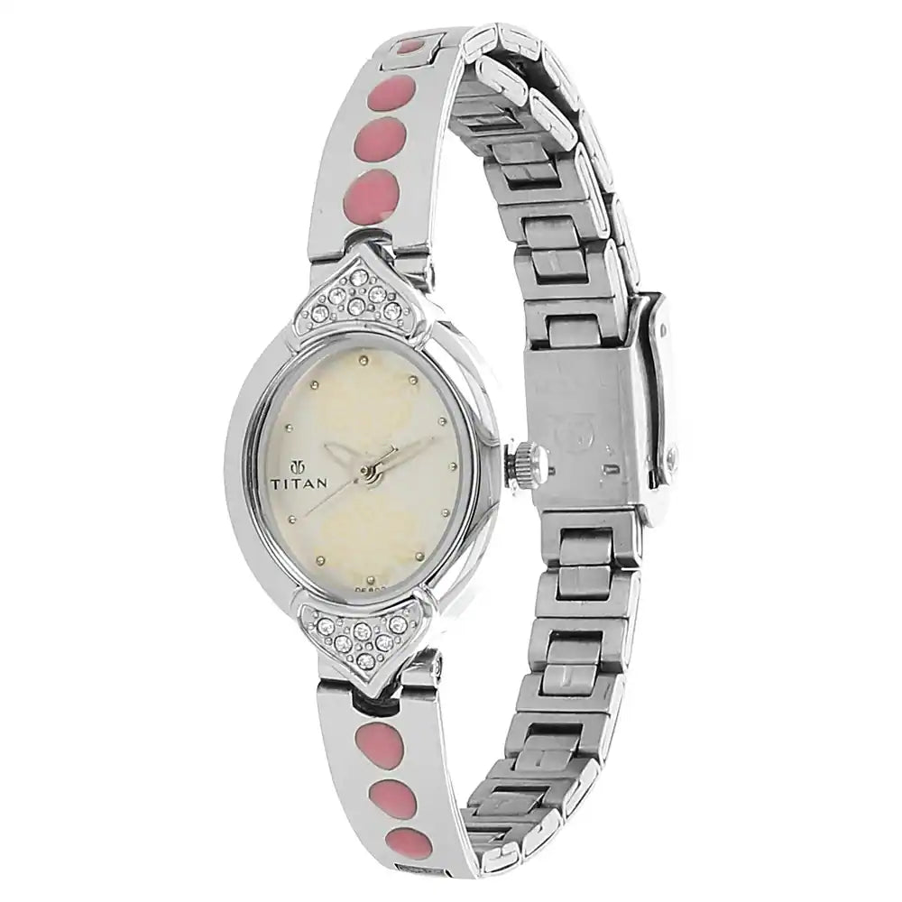 Titan White Dial Silver Stainless Steel Strap Watch 2468SM05 (DE803) - KRISHNA WATCH COMPANY