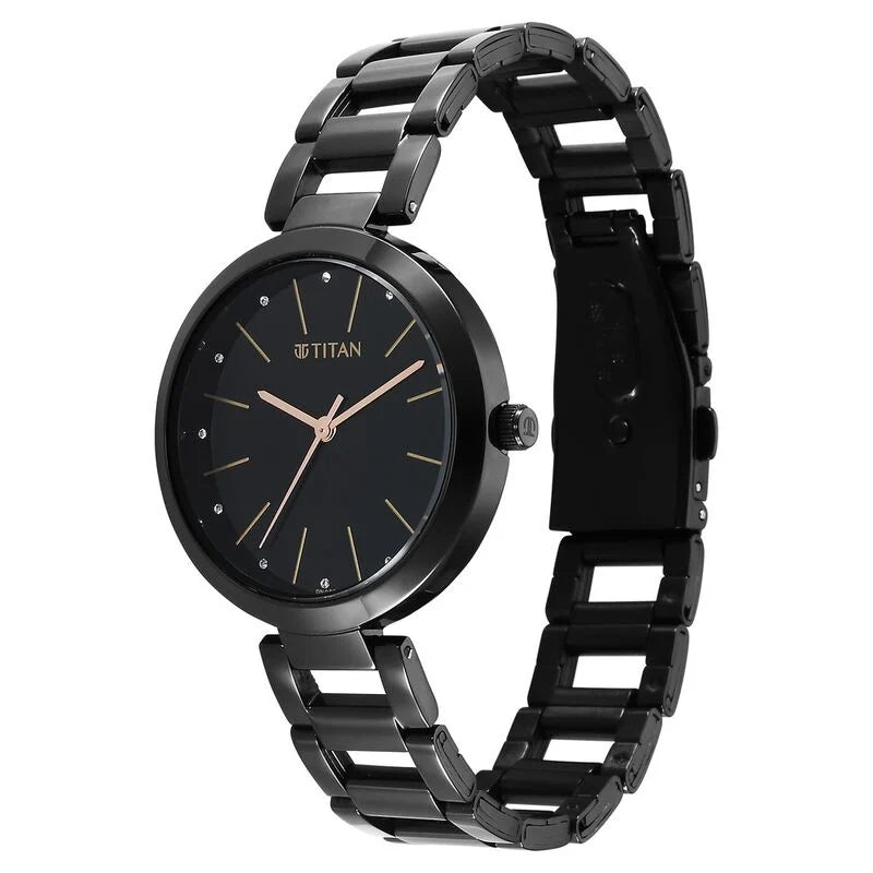 Titan Workwear Quartz Analog Black Dial Black Watch for Women - 2480NM01 - KRISHNA WATCH COMPANY