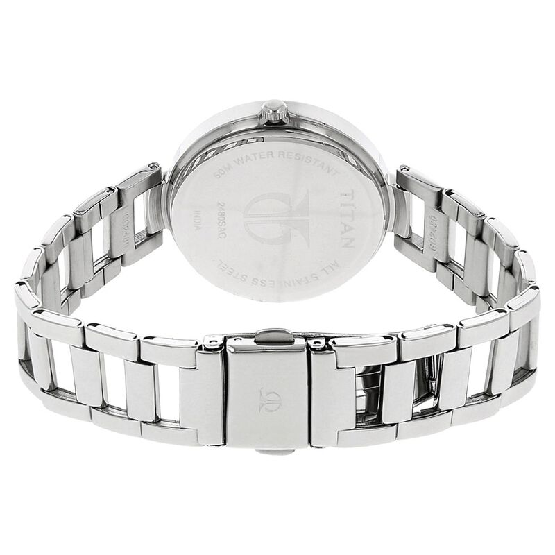 Titan Quartz Analog Silver Dial Stainless Steel Strap Watch for Women NR2480SM03 - KRISHNA WATCH COMPANY
