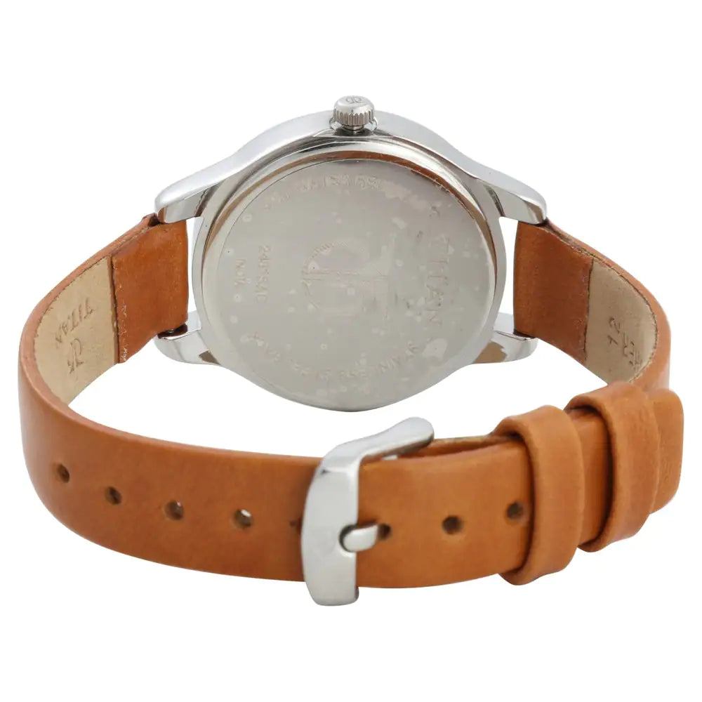 Titan Workwear Watch with Silver Dial & Leather Strap - 2481SL06 - KRISHNA WATCH COMPANY