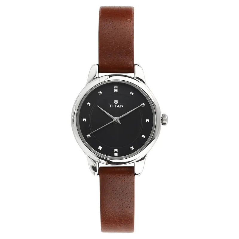 Titan Workwear Watch with Black Dial & Leather Strap - 2481SL07