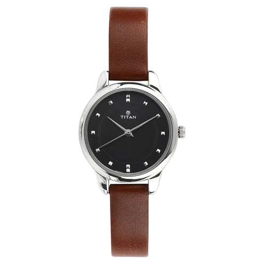 TITAN Workwear Watch with Black Dial & Leather Strap 2481SL07(DG335)