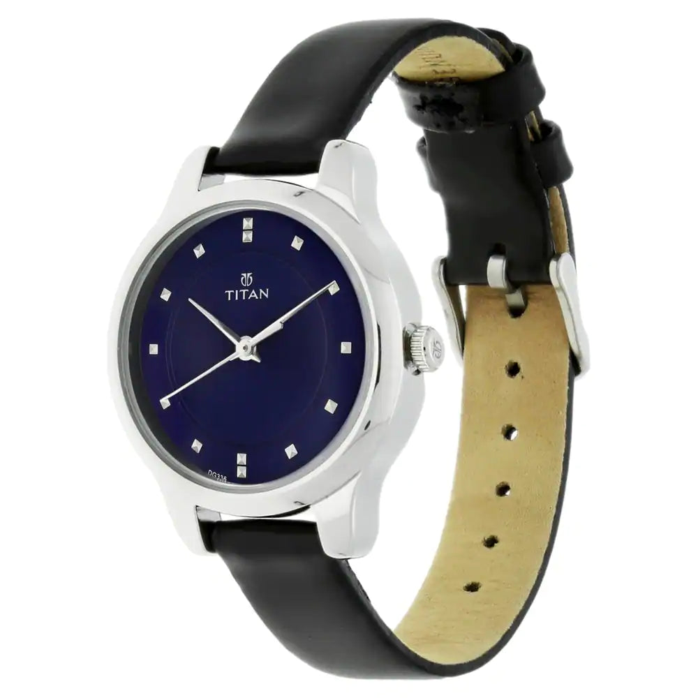 TITAN Workwear Watch with Blue Dial & Leather Strap - 2481SL08 - KRISHNA WATCH COMPANY