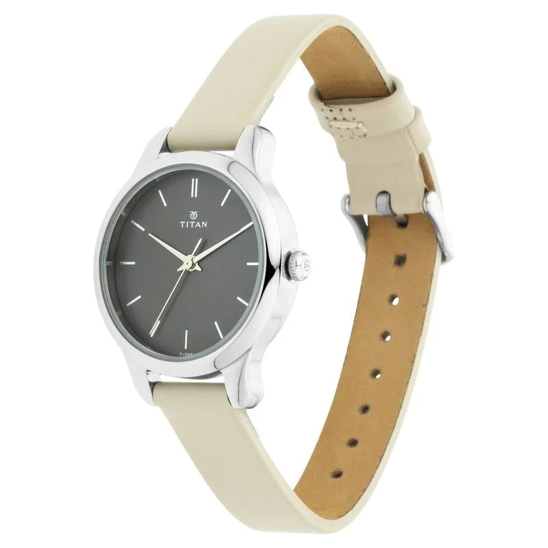 Titan Women's Chic minimalist watch with Anthracite dial and leather strap 2481SL11 - KRISHNA WATCH COMPANY