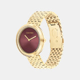 CALVIN KLEIN Twisted Bezel Women Quartz Bronze Dial Analog Stainless Steel Watch 25100069