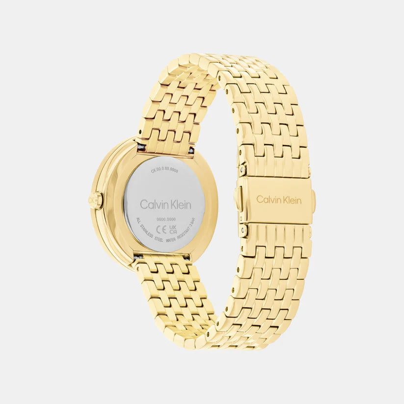 CALVIN KLEIN Twisted Bezel Women Quartz Bronze Dial Analog Stainless Steel Watch 25100069 - KRISHNA WATCH COMPANY