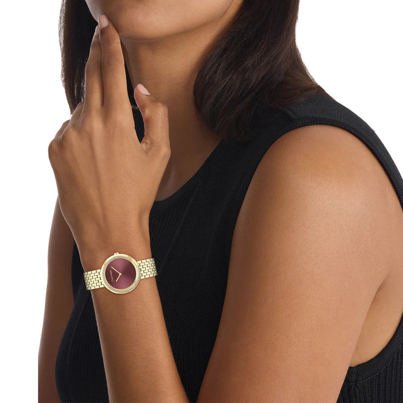 CALVIN KLEIN Twisted Bezel Women Quartz Bronze Dial Analog Stainless Steel Watch 25100069 - KRISHNA WATCH COMPANY