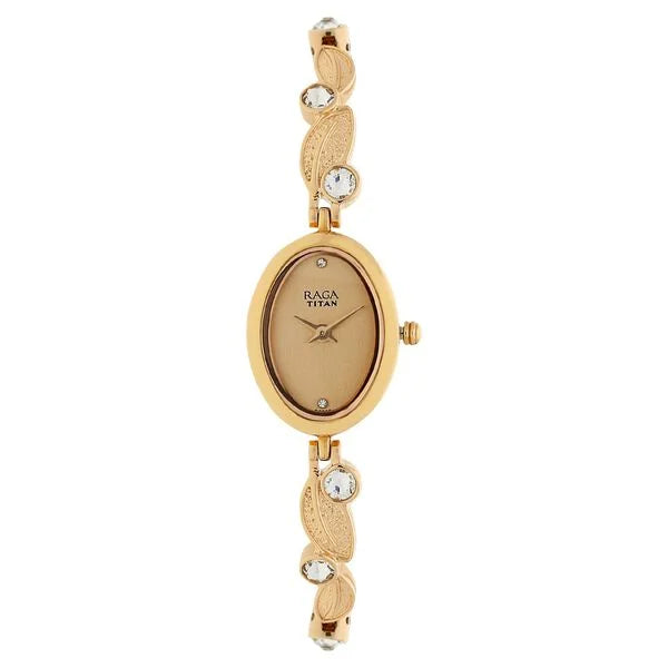 Titan Raga Foliage Rose Gold Dial Women Watch With Metal Strap 2511wm05