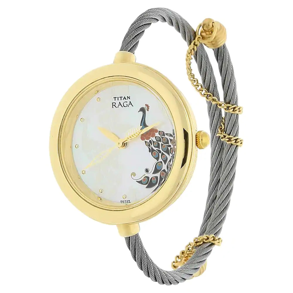 Titan Raga Garden of Eden White Stainless Steel Strap Watch NP2532BM01 - KRISHNA WATCH COMPANY