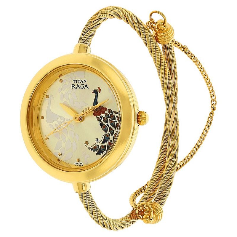 Titan Raga Garden of Eden Champagne Dial Analog Stainless Steel Strap watch for Women NR2532YM01 / NS2532YM01 - KRISHNA WATCH COMPANY