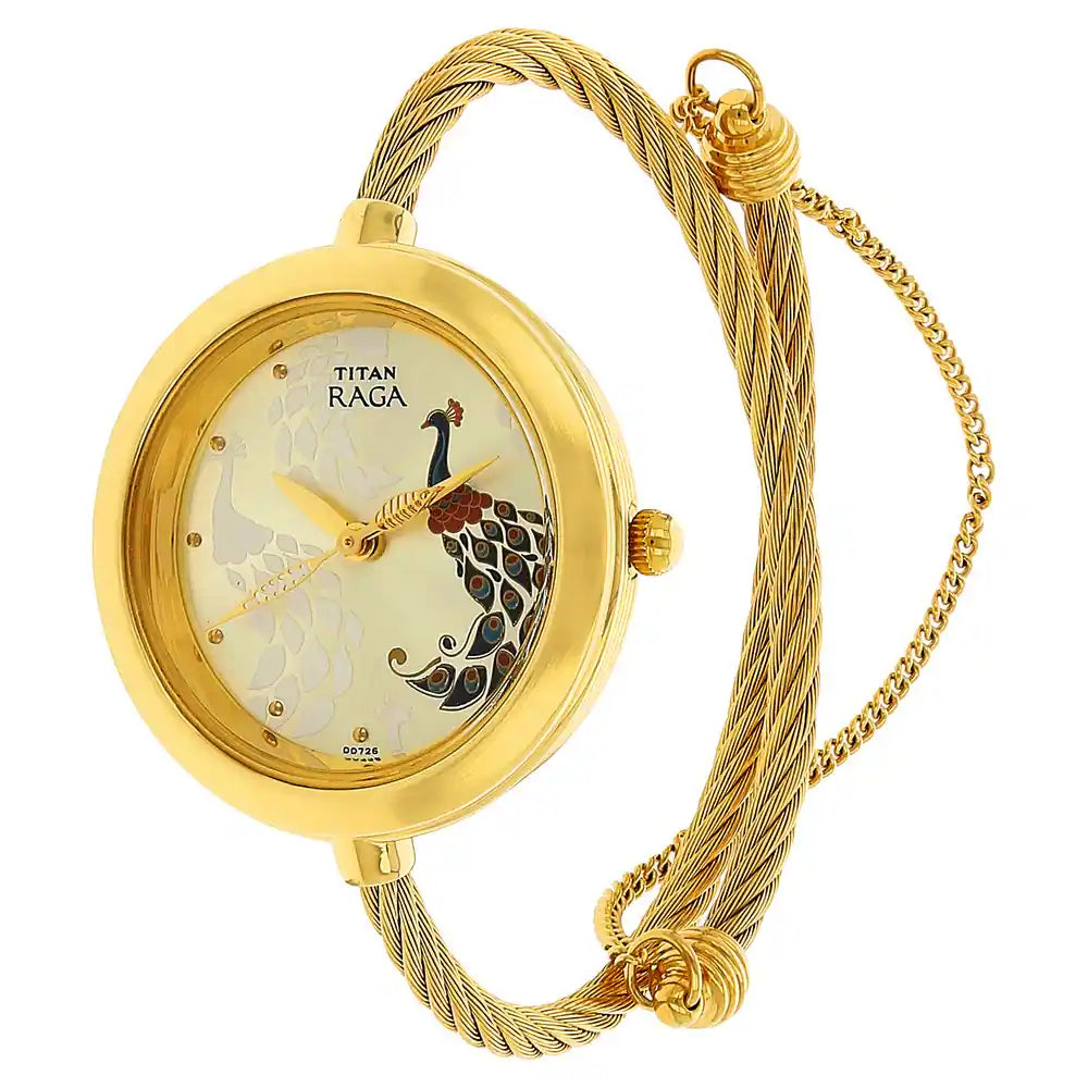 Titan Raga Garden of Eden Champagne Stainless Steel Strap Watch NP2532YM01 - KRISHNA WATCH COMPANY
