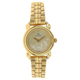 Titan Quartz Analog Champagne Dial Stainless Steel Strap Watch for Women 2534YM01