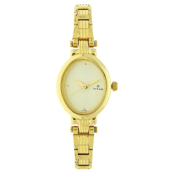 Titan Quartz Analog Champagne Dial Watch - 2535YM01 - KRISHNA WATCH COMPANY