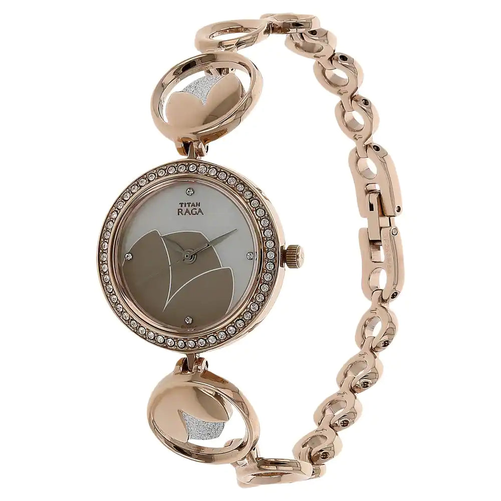 TITAN Raga Garden of Eden Mother of Pearl Metal Strap Watch - 2539KM01