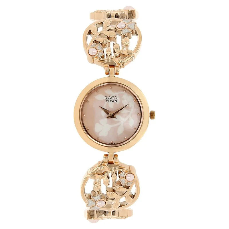Titan Raga Aurora Pink Dial Women Watch With Metal Strap - 2540WM05 - KRISHNA WATCH COMPANY