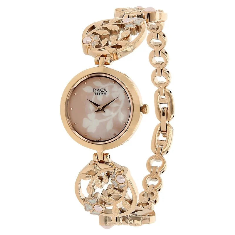 Titan Raga Aurora Pink Dial Women Watch With Metal Strap - 2540WM05 - KRISHNA WATCH COMPANY