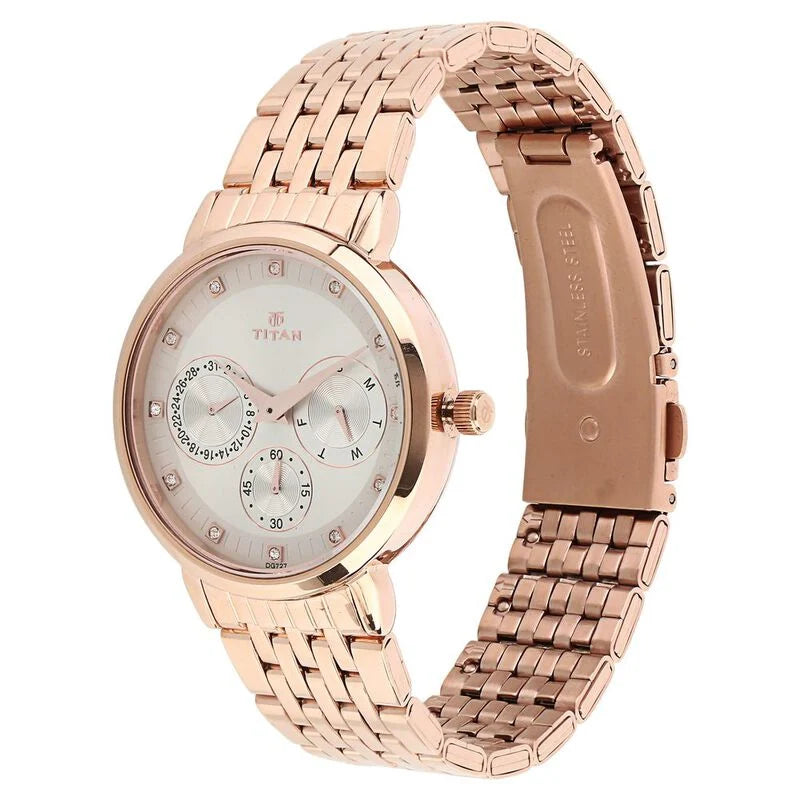Titan Workwear Beige Dial Women Watch With Stainless Steel Strap - 2569WM02 - KRISHNA WATCH COMPANY