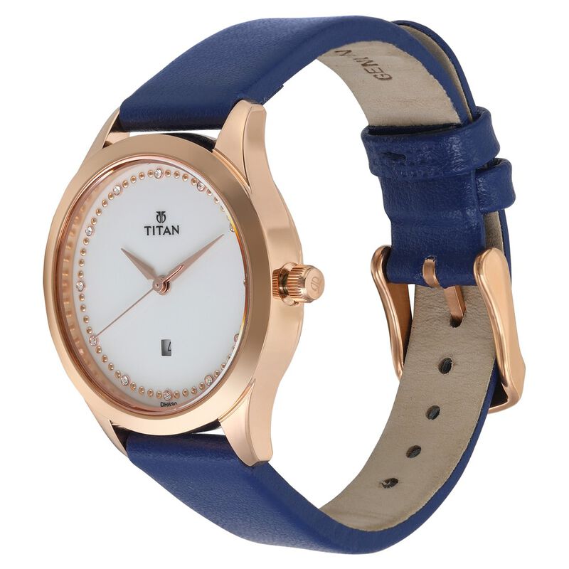 Titan Sparkle White Dial Analog Date Function Watch for Women 2570WL02 - KRISHNA WATCH COMPANY