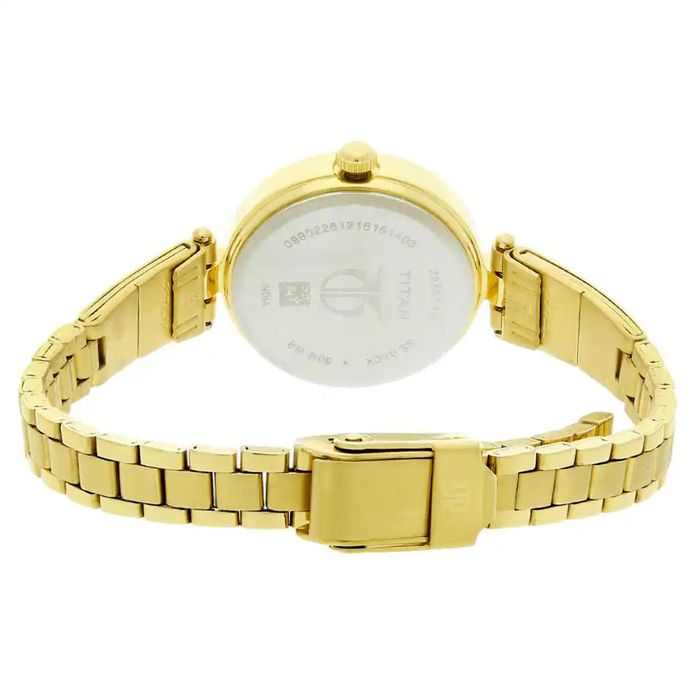 Titan Champagne Dial Golden Stainless Steel Strap Watch - 2574YM01 - KRISHNA WATCH COMPANY