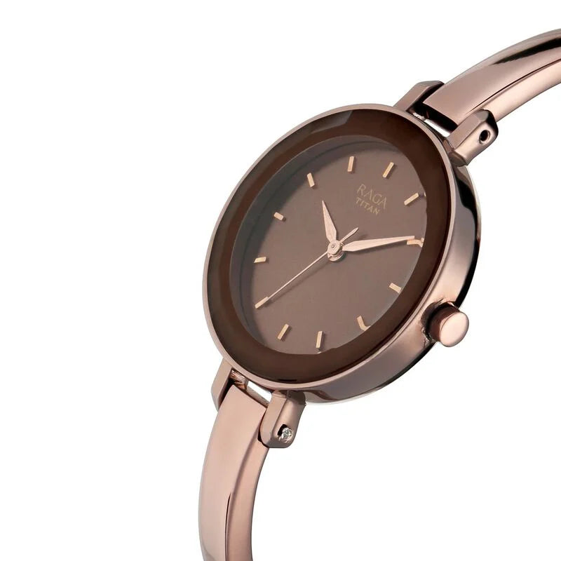 Titan Quartz Analog Brown Dial Metal Strap Watch for Women / 2575QM02 - KRISHNA WATCH COMPANY