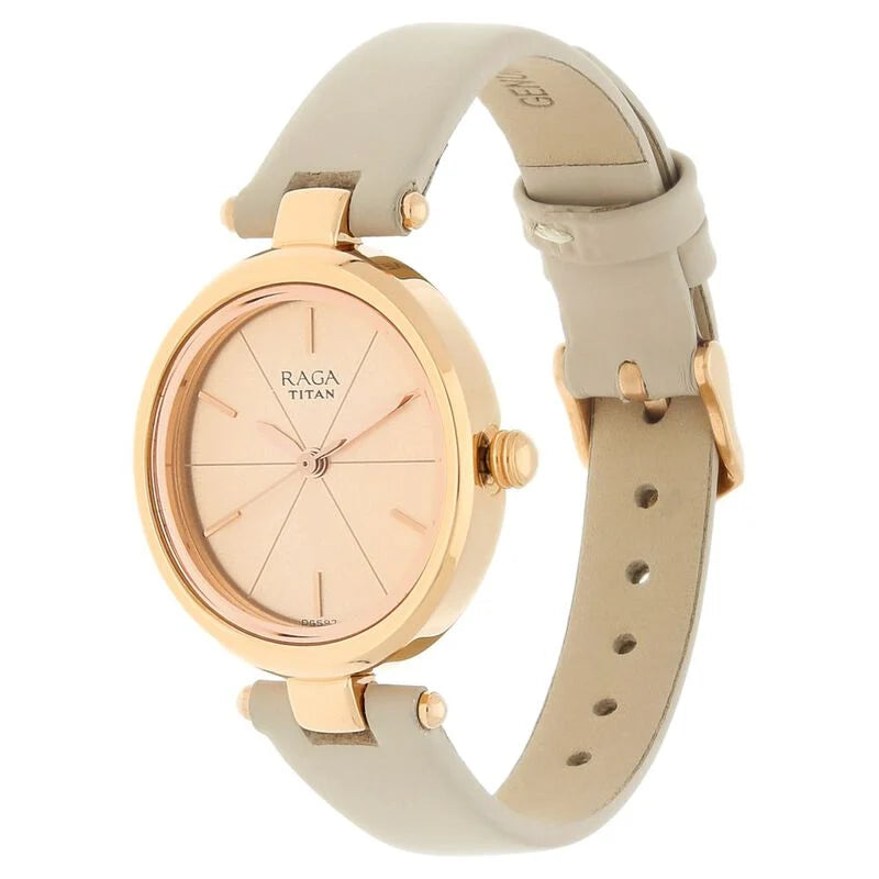 Titan Raga Viva Rose Gold Dial Women Watch With Leather Strap 2579WL01 - KRISHNA WATCH COMPANY