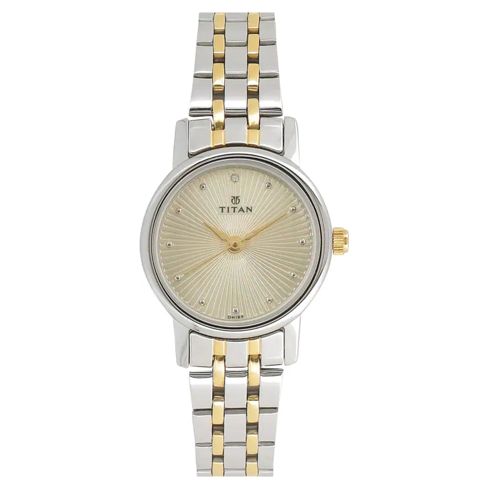 TITAN Champagne Dial Two Toned Stainless Steel Strap Watch - 2593BM01 - KRISHNA WATCH COMPANY