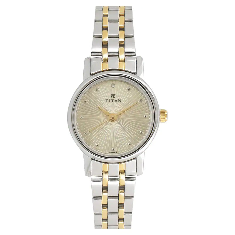 TITAN Champagne Dial Two Toned Stainless Steel Strap Watch - 2593BM01 - KRISHNA WATCH COMPANY