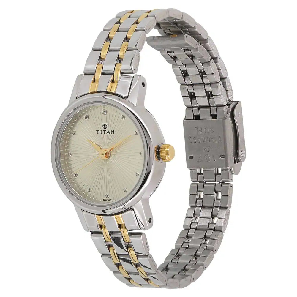 TITAN Champagne Dial Two Toned Stainless Steel Strap Watch - 2593BM01 - KRISHNA WATCH COMPANY