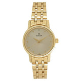 Titan Quartz Analog Champagne Round Watch For Women - 2593YM01 - KRISHNA WATCH COMPANY
