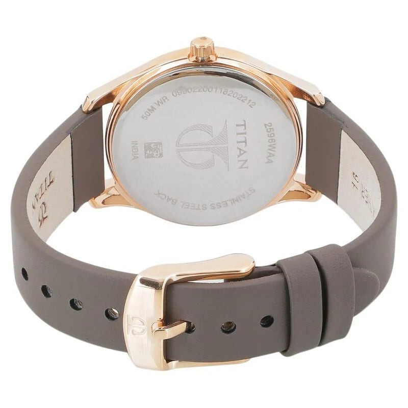 Titan Workwear Anthracite Dial Women Watch With Leather Strap / 2596WL02 - KRISHNA WATCH COMPANY