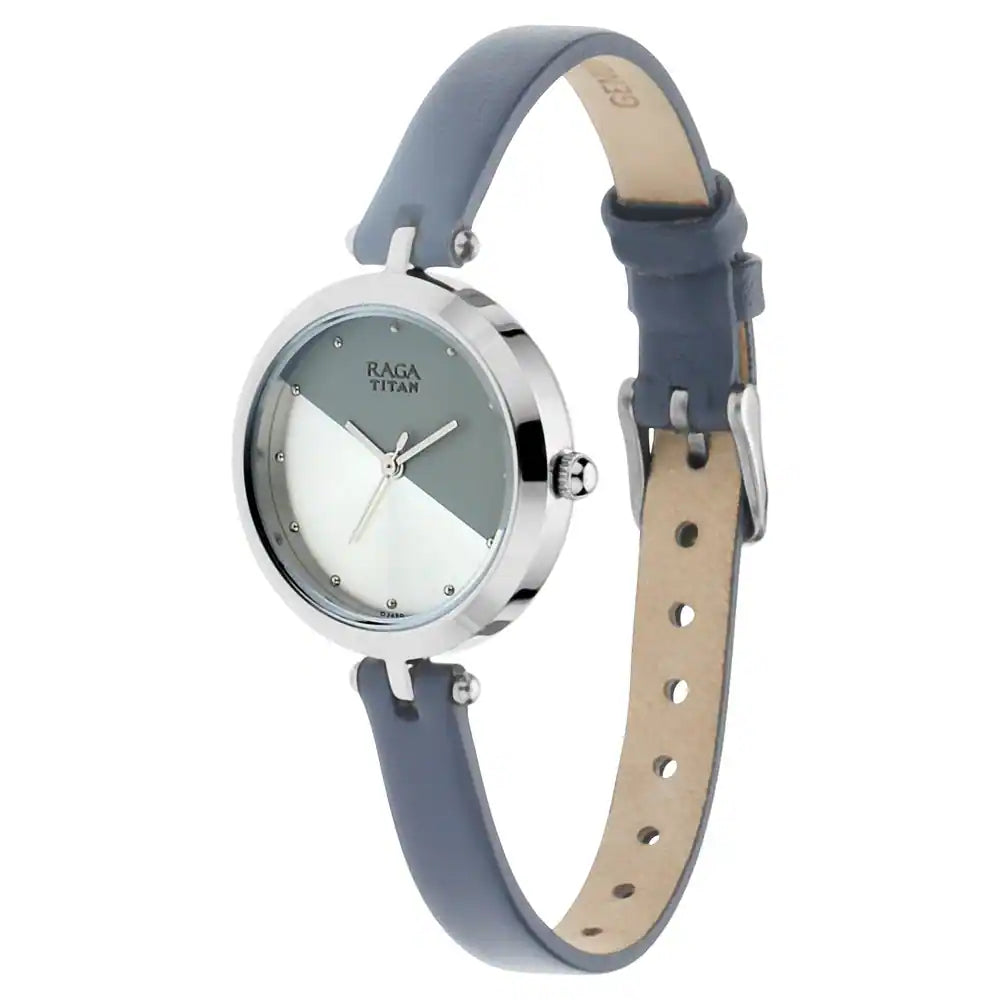 TITAN Raga Viva Grey Dial Leather Strap Watch 2606SL01(DJ490) - KRISHNA WATCH COMPANY
