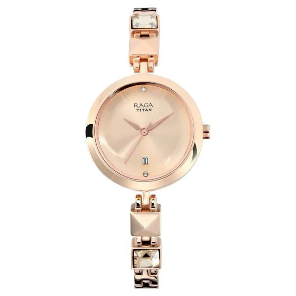 Titan Raga Viva Rose Gold Dial Analog Metal Strap watch for Women - 2606WM01 - KRISHNA WATCH COMPANY
