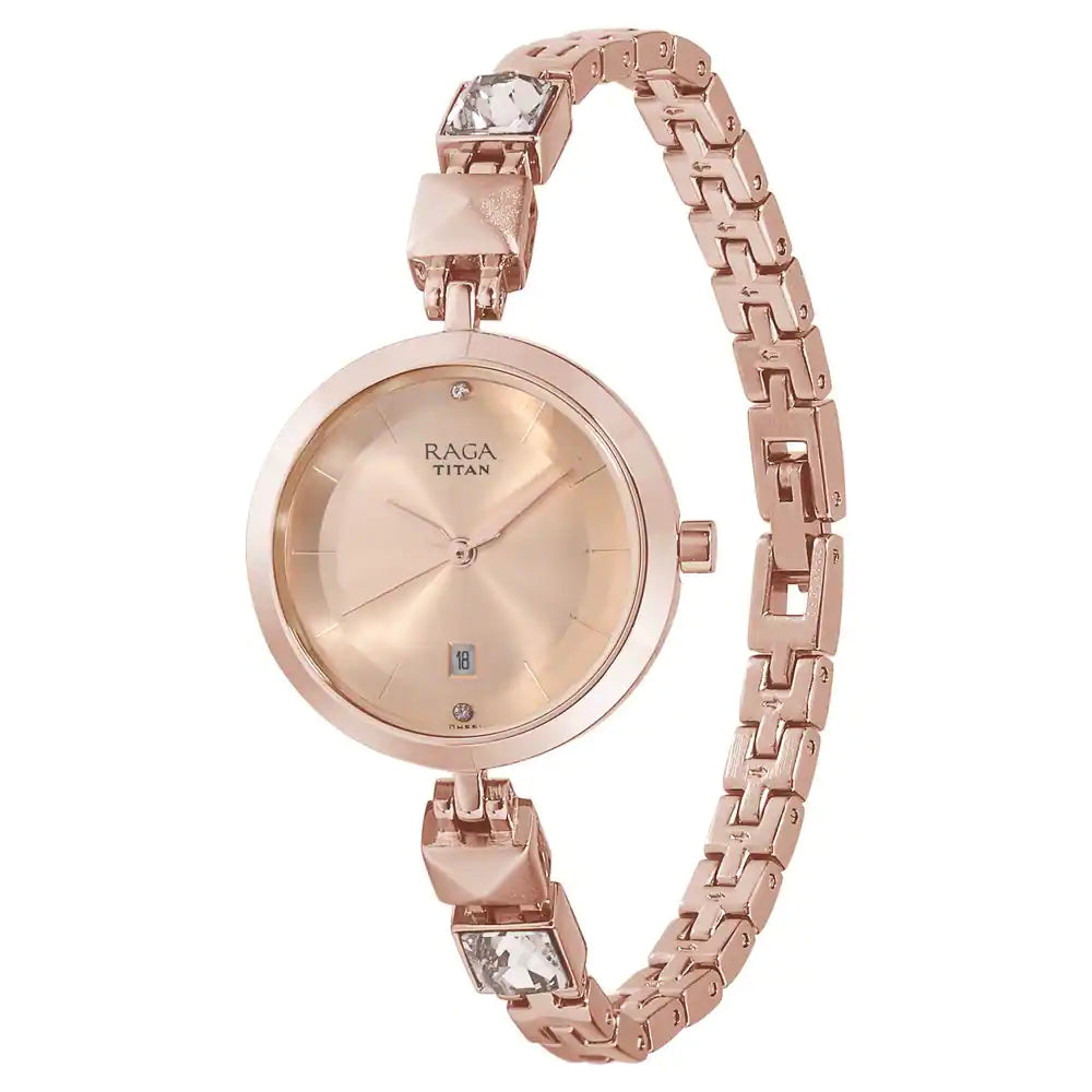 Titan Raga Viva Rose Gold Dial Metal Strap Watch NQ2606WM01 - KRISHNA WATCH COMPANY