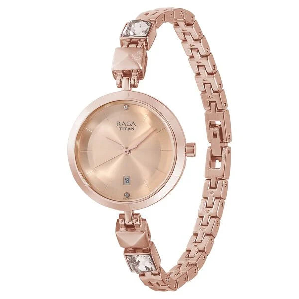 Titan Raga Viva Rose Gold Dial Analog Metal Strap watch for Women - 2606WM01 - KRISHNA WATCH COMPANY