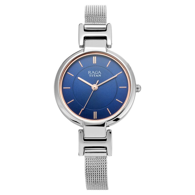 Titan Raga Viva Blue Dial Women Watch With Metal Strap NR2608SM02 - KRISHNA WATCH COMPANY
